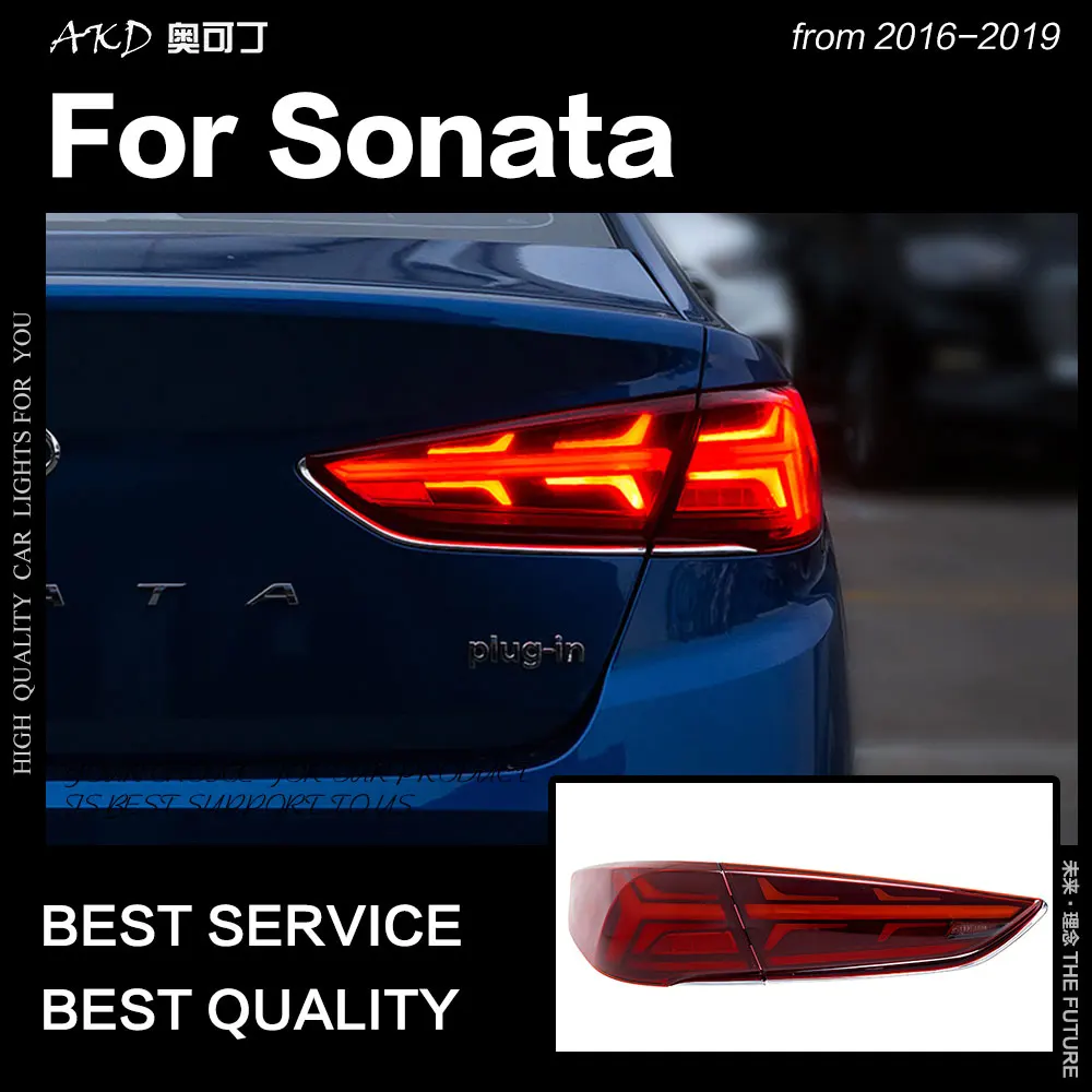 AKD Auto Styling voor Hyundai Sonata Achterlichten 2016-2019 Nieuwe Sonata LED Achterlicht DRL Dynamische Signaal Reverse auto Accessoires