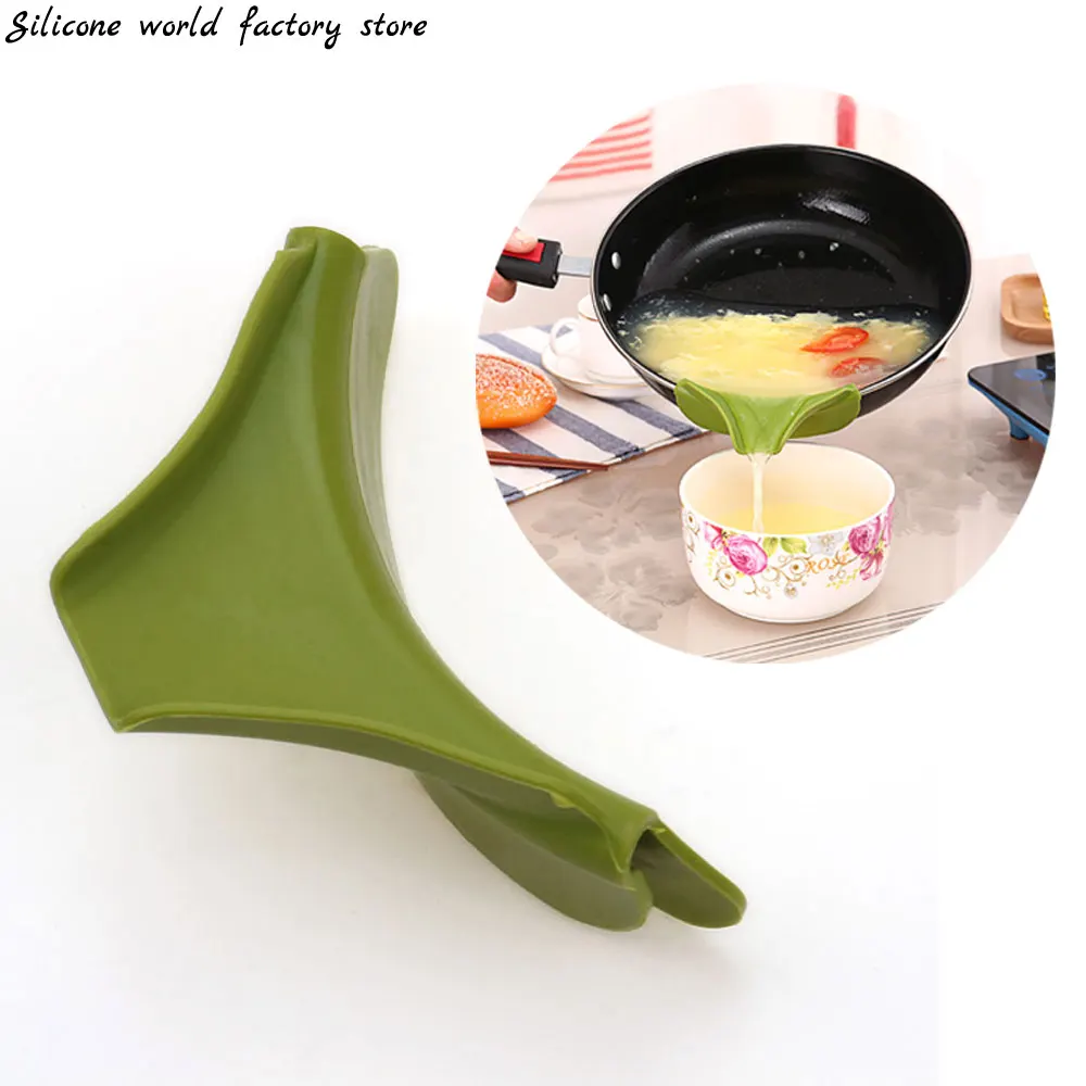 Silicone world Anti-spill Silicone Slip On Pour Soup Spout Funnel for Pots Pans and Bowls and Jars Liquid Diversion Nozzle