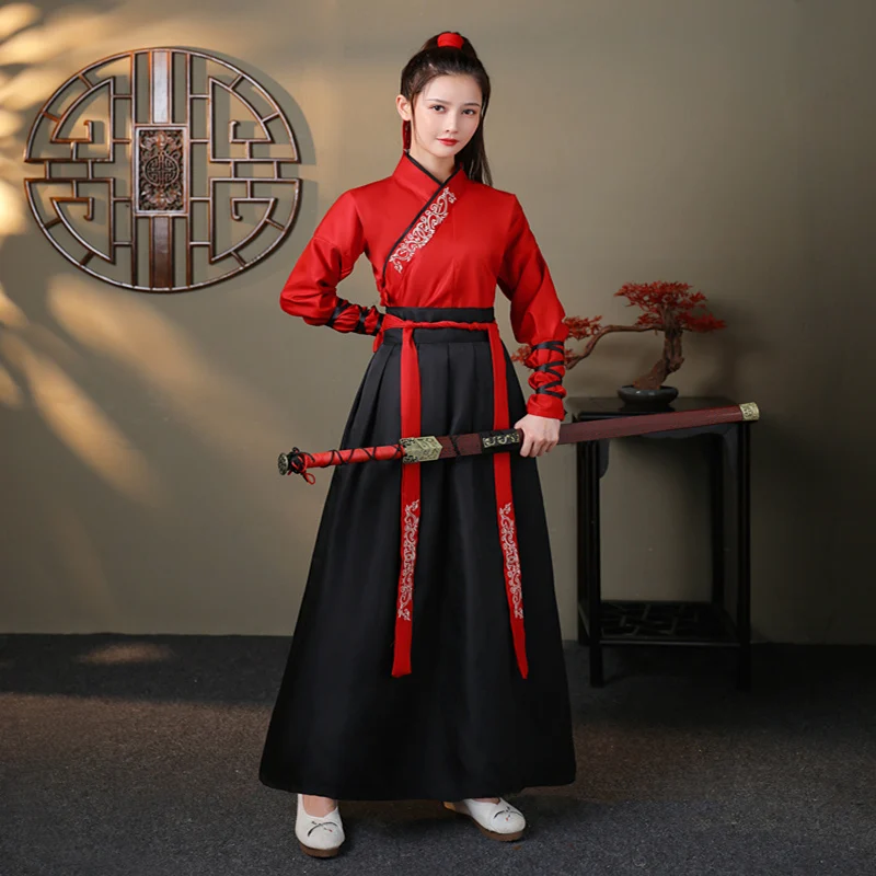 Graduation photo costume hanfu female Chinese style cross collar ancient style male martial arts suit student couple suit