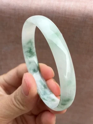 

Zheru Jewelry Natural Burmese Jadeite Light Blue Flower 54-64mm Bracelet Elegant Princess Jewelry For Mom For Girlfriend