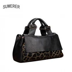 SUWERER 2020 nuove donne borsa in vera pelle moda borsa leopardata in pelle morbida borse da donna borsa tote di alta qualità