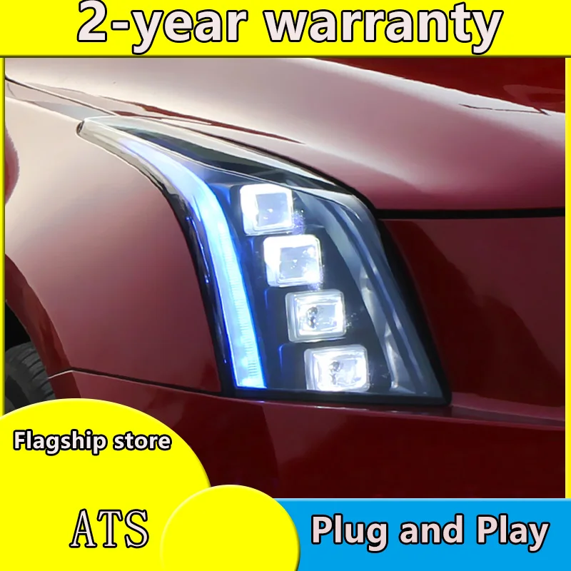 2PCS Car Style LED headlights for Cadillac ATS 14-18 for ATS head lamp all LED DRL Lens Double Beam H7 HID Xenon bi xenon lens