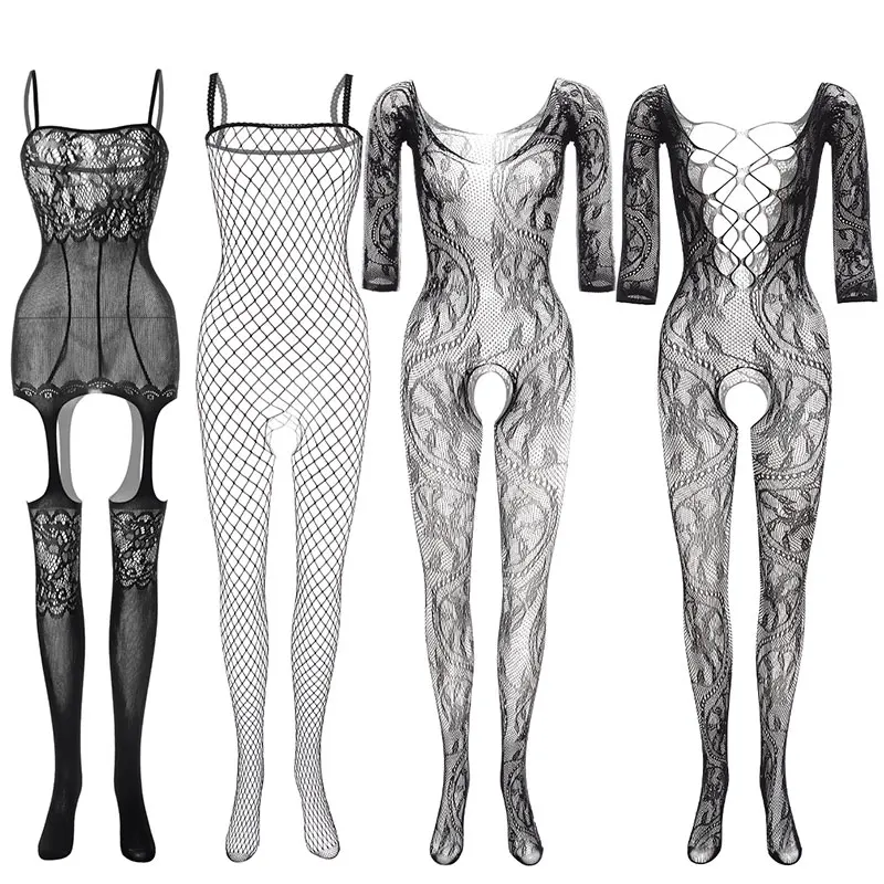 New crotchless lingerie bodysuit open crotch sexy costumes fishnet bodysuit sex romantic acessories plaid bodystocking body suit