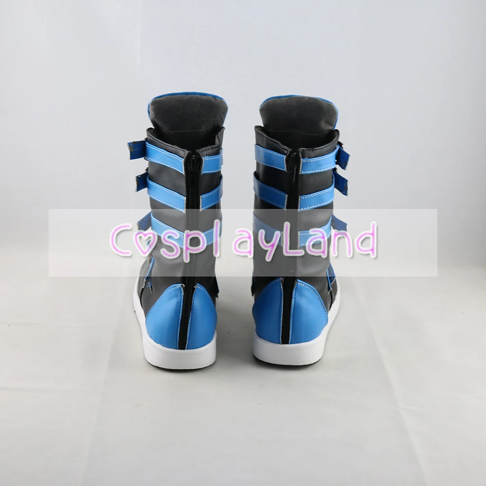 Twisted Wonderland Idia Shroud Cosplay Boots Shoes Blue Men Costume Customized Accessories Halloween Party Shoes