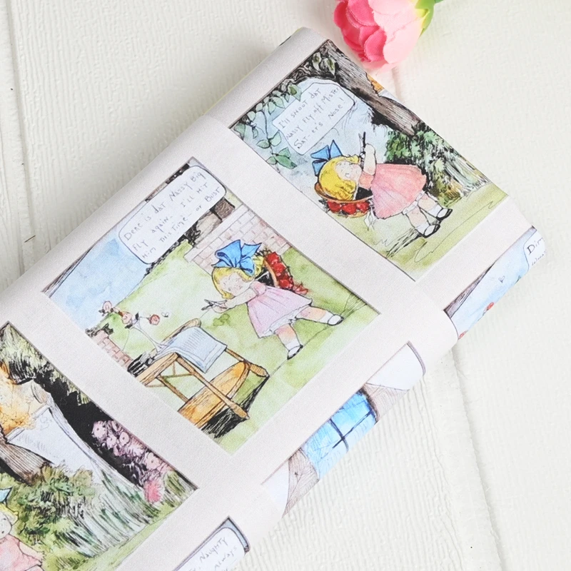 45x110cm Vintage Tomato Doll Little Girl Cotton Fabric Sewing Material Needlework Diy Cloth Dress clothes  patchwork Material