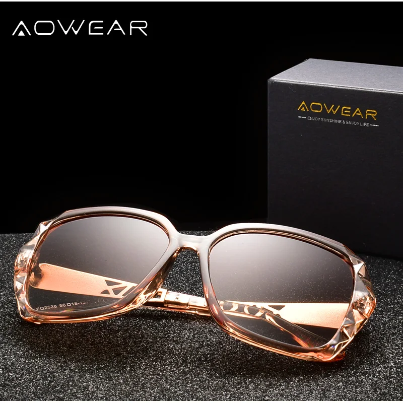 AOWEAR Luxury Square Oversized Sunglasses Women Polarized Brand Design Vintage Sun Glasses Ladies Outdoor Shades Eyewear Oculos