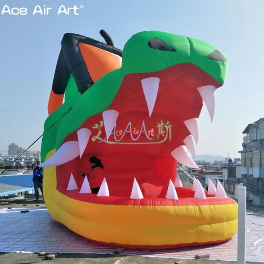 Customized inflatable crocodile head,Crocodile dj booth,animal head shaped tent on sale