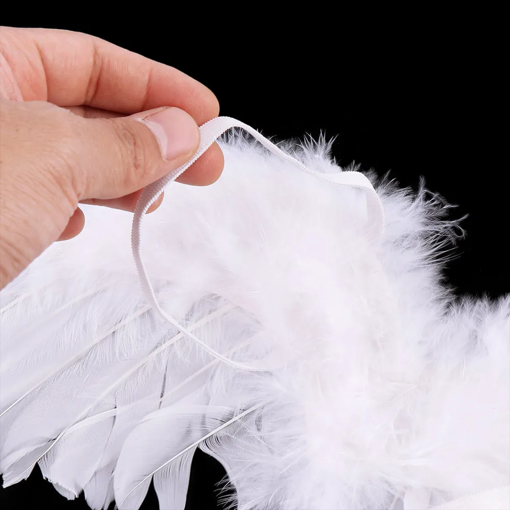 1 Set Lovely Baby Kids White Feather Angel Wings with Headband Headwear for Infant Newborn Birthday Party Costume Photo Prop