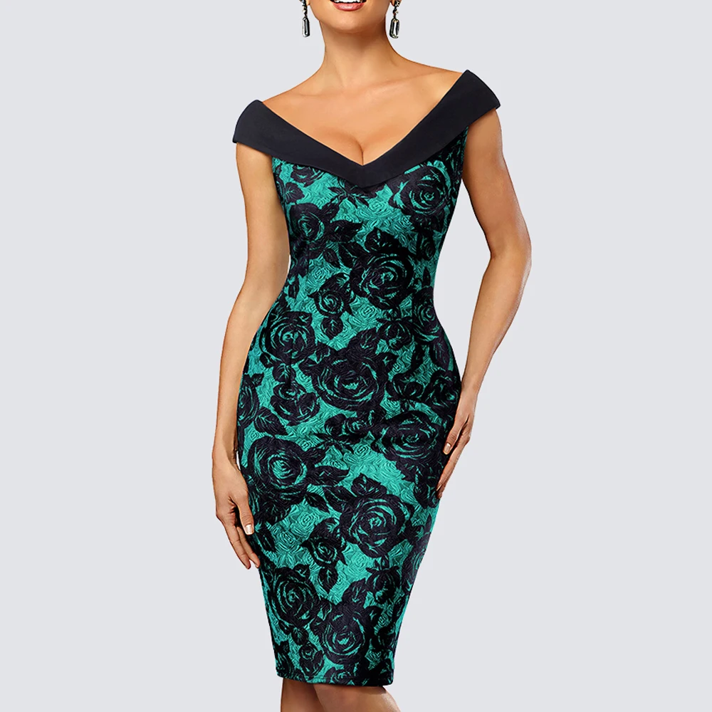 Women Sexy Sleeveless Floral Summer Casual Work Office Business Sheath Bodycon Slim Pencil Lady Dress HB425