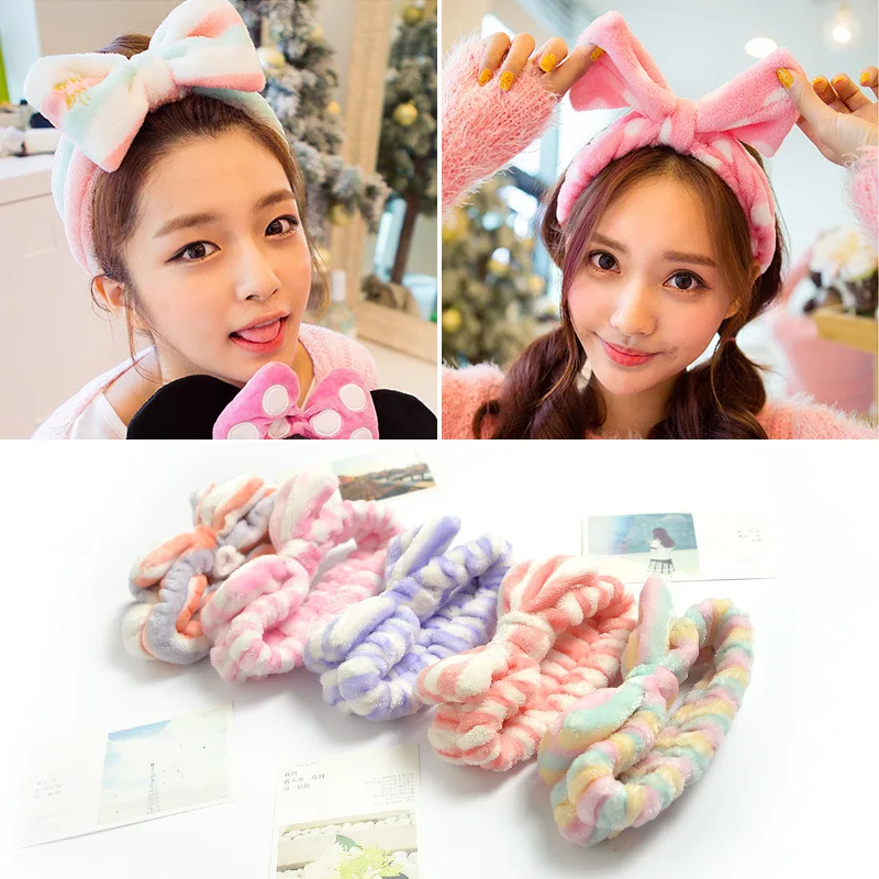 Korean Version of Coral Velvet Bow Headband Korean Cute Face Wash Makeup Headband, Girl's Headdress, Kid's Hair Accessory