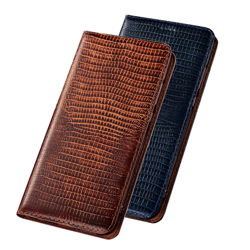 Lizard Grain Cowhide Leather Magnetic Case Card Pocket For Asus ZenFone Max Pro M1 ZB602KL/Max M1 ZB555KL Phone Cases Kickstand