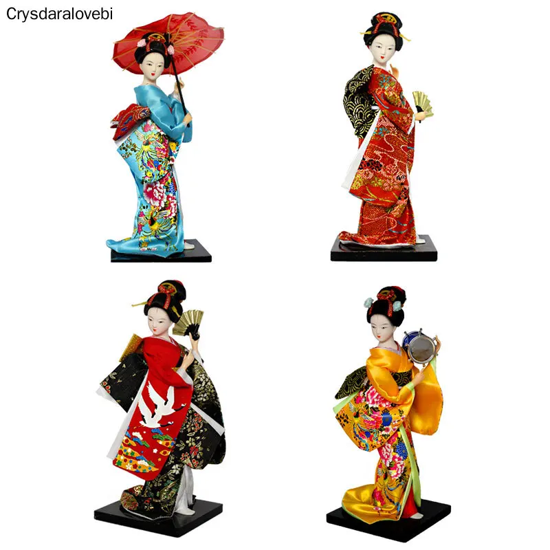 25cm Statuette Ethnic Japanese Geisha Dolls Kimono Dolls Belle Girl Lady Collection Home Decoration Miniature Figurines