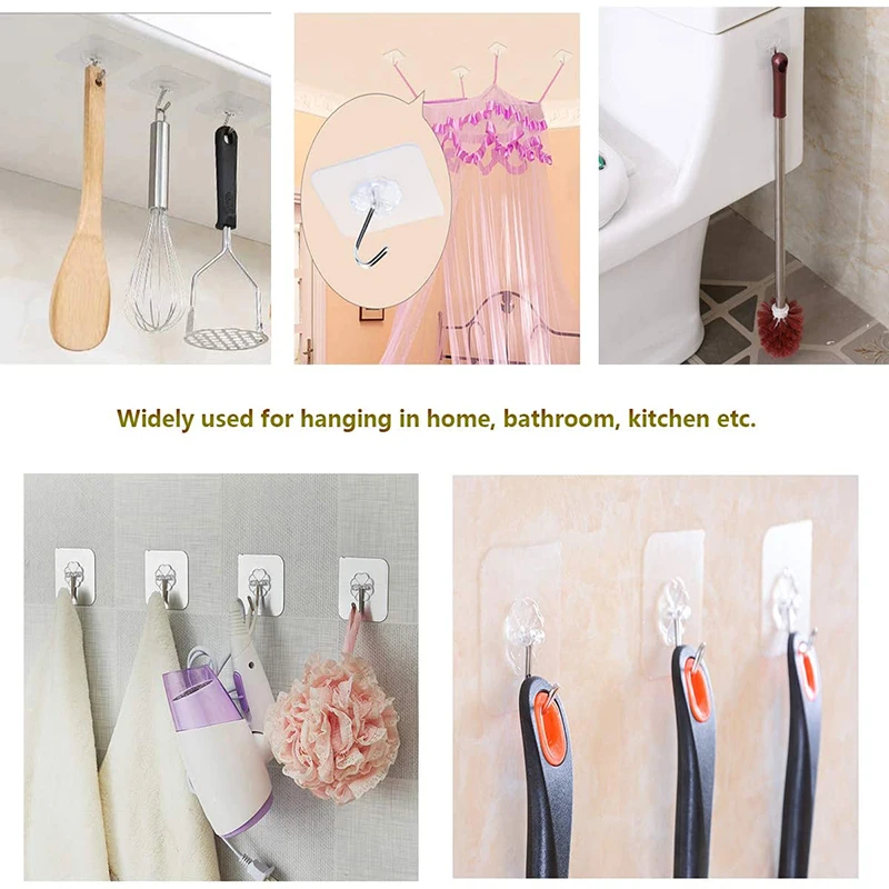 Self-Adhesive Hooks Suction Wall Hooks For Kitchen Bathroom Clothes Rack Coat Rack Storage Hanger Towel Ceiling Hooks Key Holder