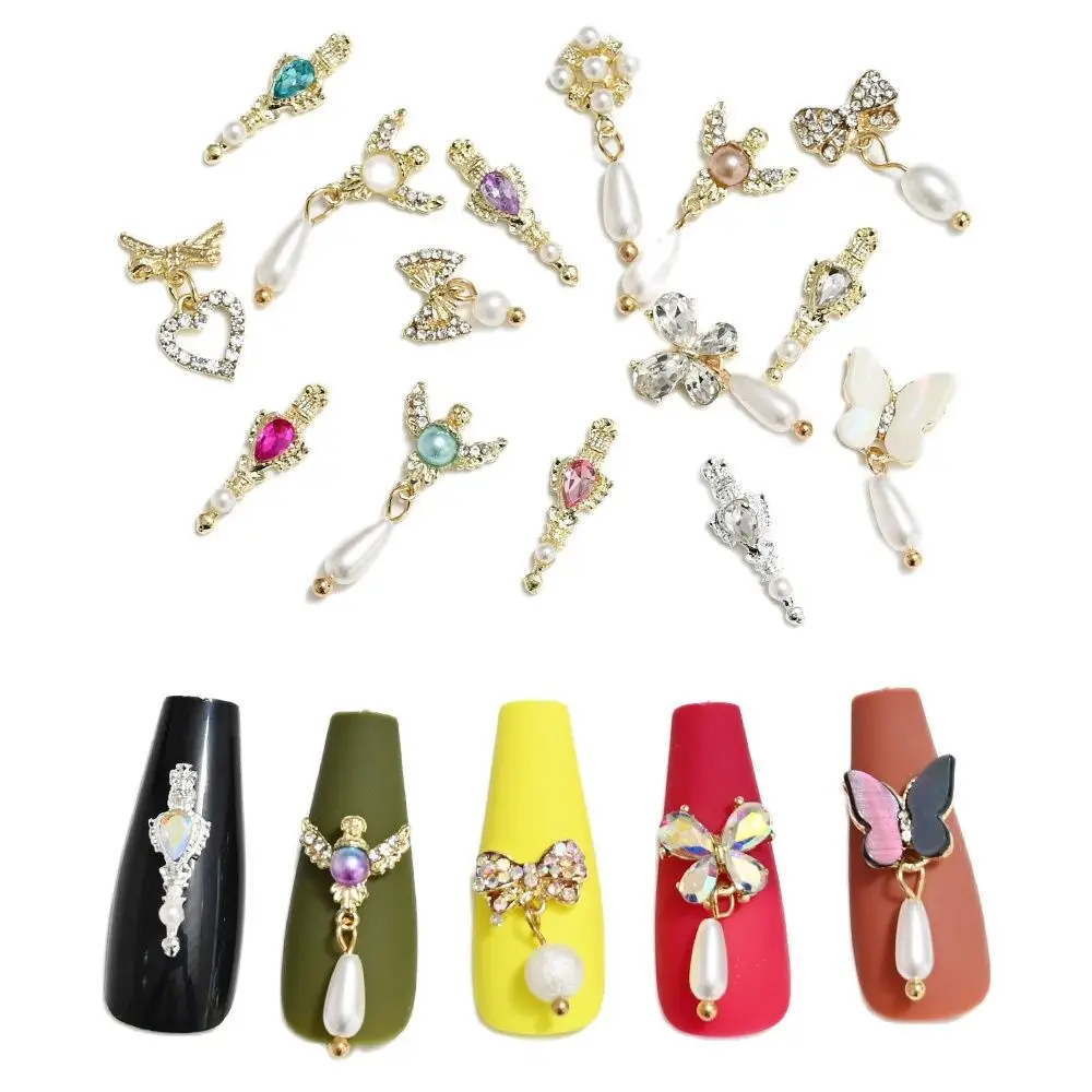 10pcs Nail Dangle Jewels Accessos Rhinestone|Pearl|Diamond|Germ For Nails DIY Design Fairy Wand Crystal Manicure Handcraft Decor