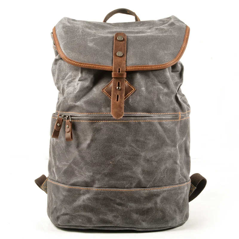 

Vintage Canvas Backpacks For Men Travel Casual Cylindrical Big Schoolbag Drawstring School Bags For Teens Boy Laptop Backpack