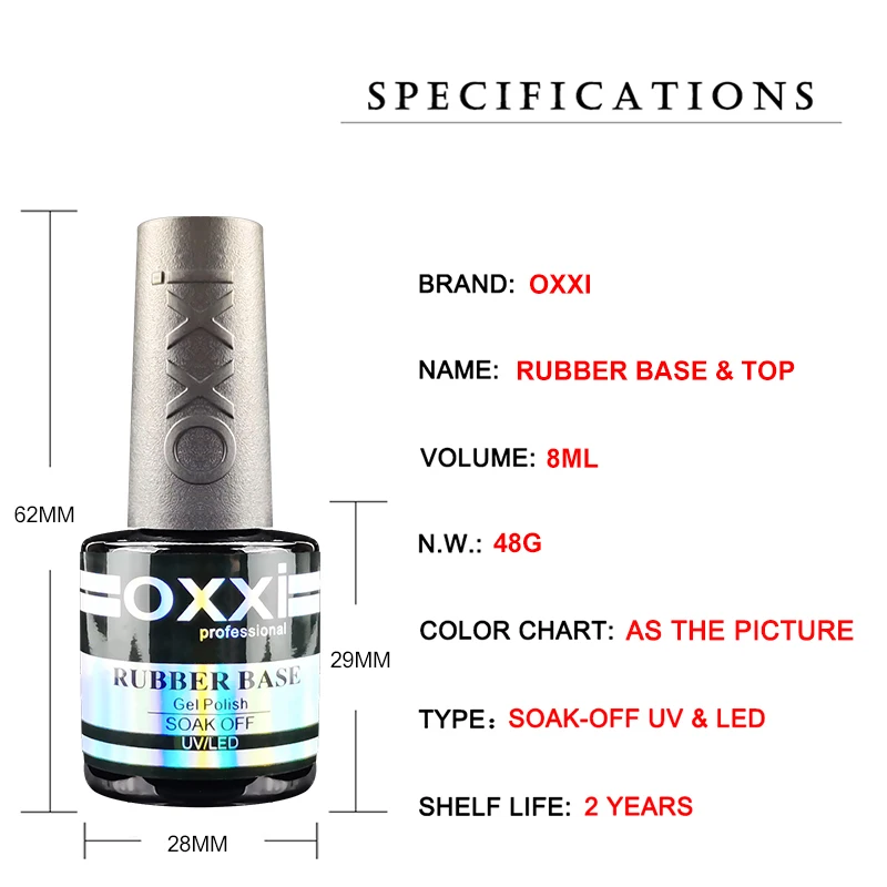 OXXI Semipermanent Top Coat y Base Coat Set 8ml Rubber Base for Gel Varnishes Kit No-wipe Matte Top for Nails Gel Nail Polishes