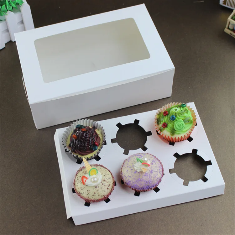 6Holes Cupcakes Containers Dessert Macaron Box Pastry Packaging Boxes Birthday Holiday Gift Cake Display Dessert Containers Dec