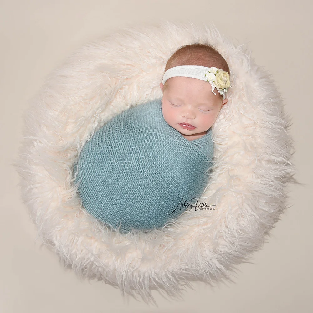 Photo Shoot  Fluffy 100% Wool Donut  Newborn Photography Props Basket Woolen Filler Stuffer Cushion Blanket Cloud Layer 50x40cm