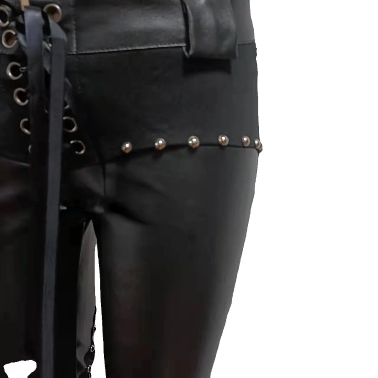 Steampunk Vrouwen Faux Leather Sexy Cosplay Broek Carnaval Party Skinny Knop Strakke Broek