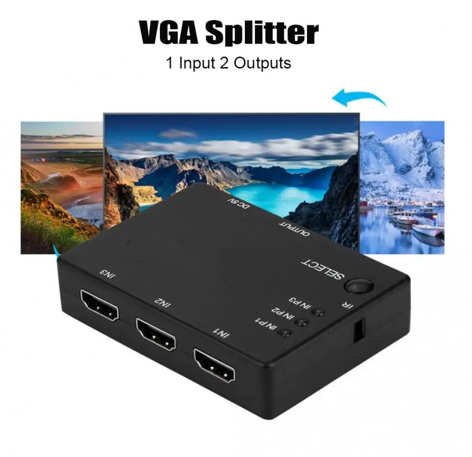2 in 1 VGA Switcher Splitterสนับสนุนการชาร์จไฟและการซิงโครไนซ์ข้อมูลVGA Monitor Switch VGA Splitter