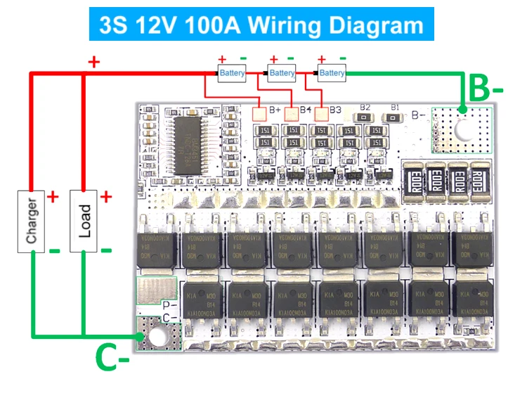 3S/4S/5S BMS 12v 16.8v 21v 3.7v 100a Li-ion Lmo Ternary Lithium Battery Protection Circuit Board Li-polymer Balance Charging