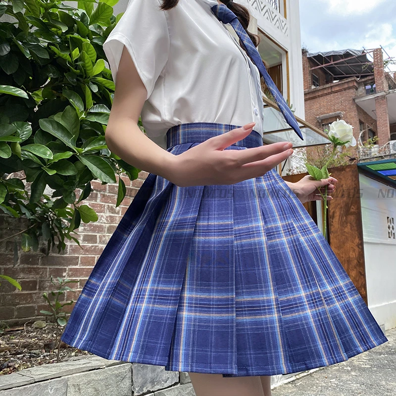 [Celestial globe] Girl's Summer High Waist Pleated Skirts Plaid Skirts Women Dress For JK School Uniform Students Clothes