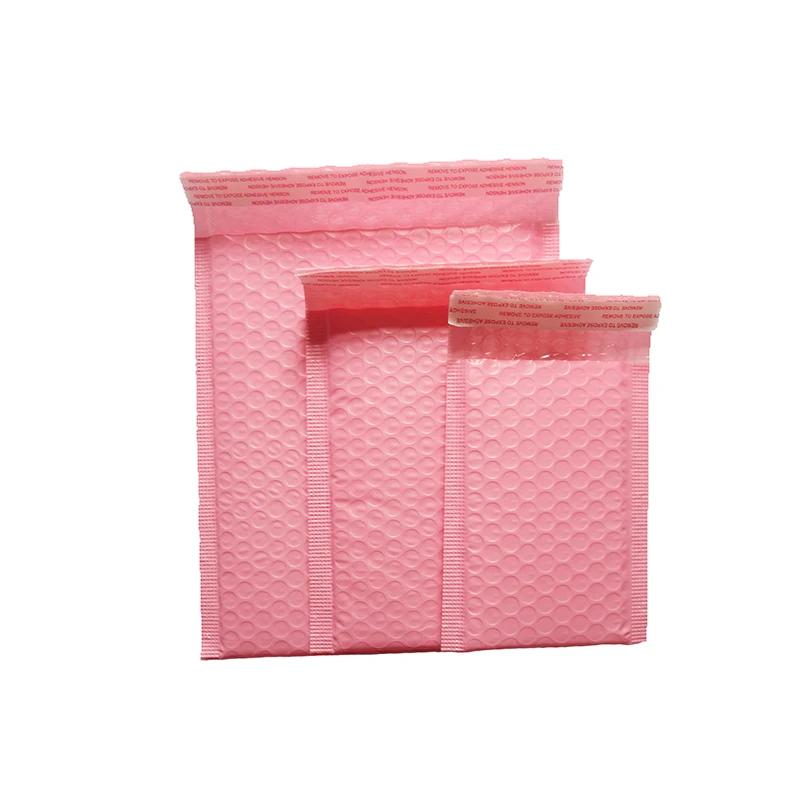 50Pcs 13 Sizes Pink Poly Bubble Mailers Self Seal Bubble Bags Postal Padded Envelopes Waterproof Shockproof Packing Courier Bag