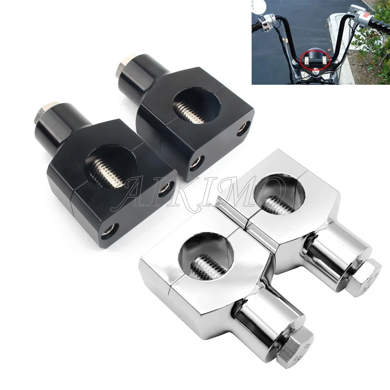 

Chrome/Black Motorcycle 1" 25mm Handlebar Bar Risers Clamps Mounts For Harley Sportster Bobber Honda STEED 400 600 VLX Shadow