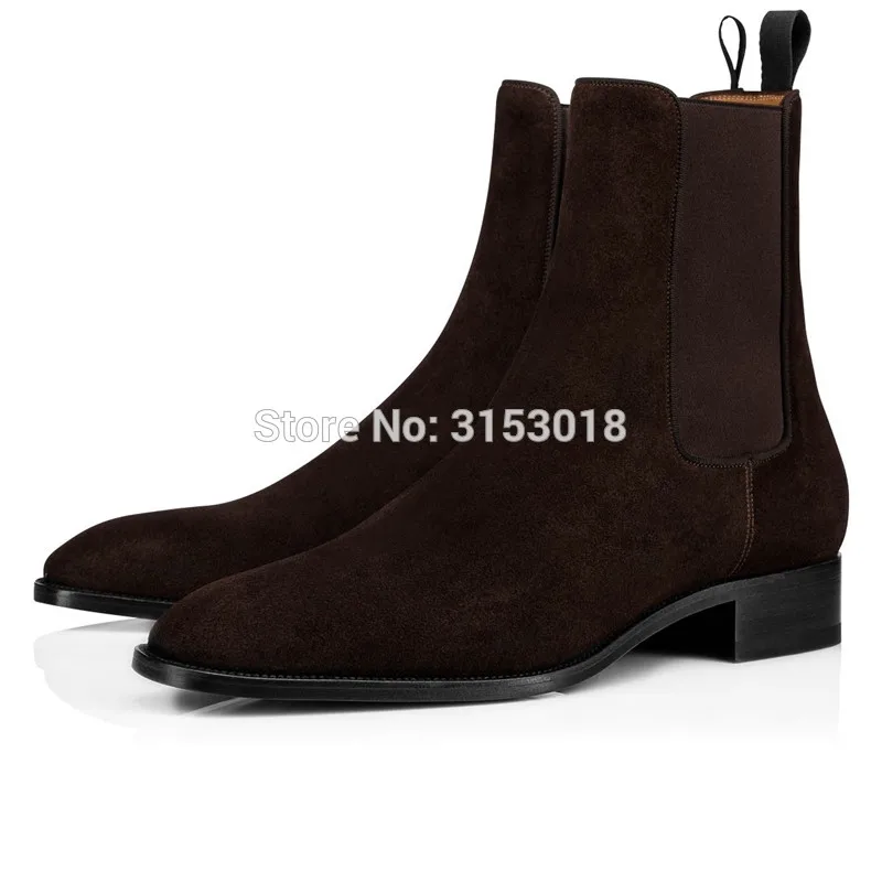 

Qianruiti Chelsea Boots Suede Men Shoes Elastic Band Low-heeled 2019 Autumn Simple Men's Boots Hot Sale