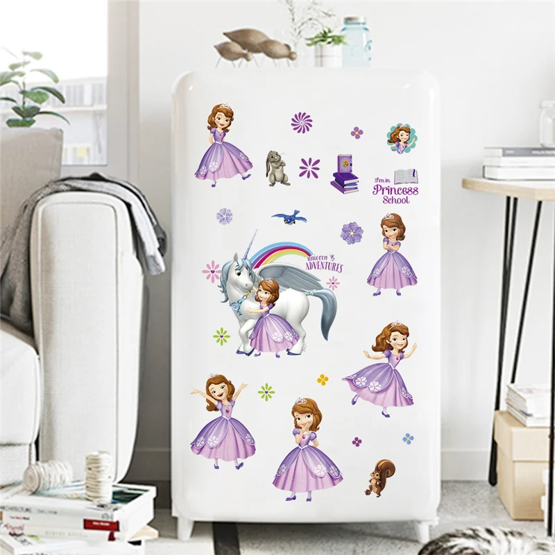 

Cute Sofia Princess Wall Stickers For Kids Room Decoration Diy Anime Movie Wall Mural Art Cartoon Home Decals