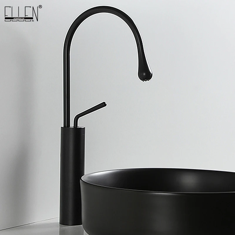 

Deck Mounted Tall Bathroom Sink Faucet Cold Hot Water Mixer Tap Black Basin Sink Faucets Washbasin White Sink Faucet ELK905