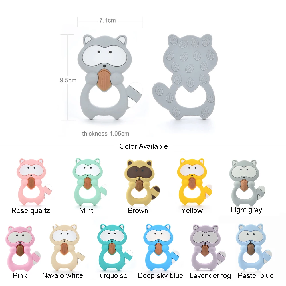 LOFCA 1PC Baby Teether Toys Pacifier Clip Chain Food Grade Silicone Beads Baby Shower Gift Cartoon Animals Necklace Accessories