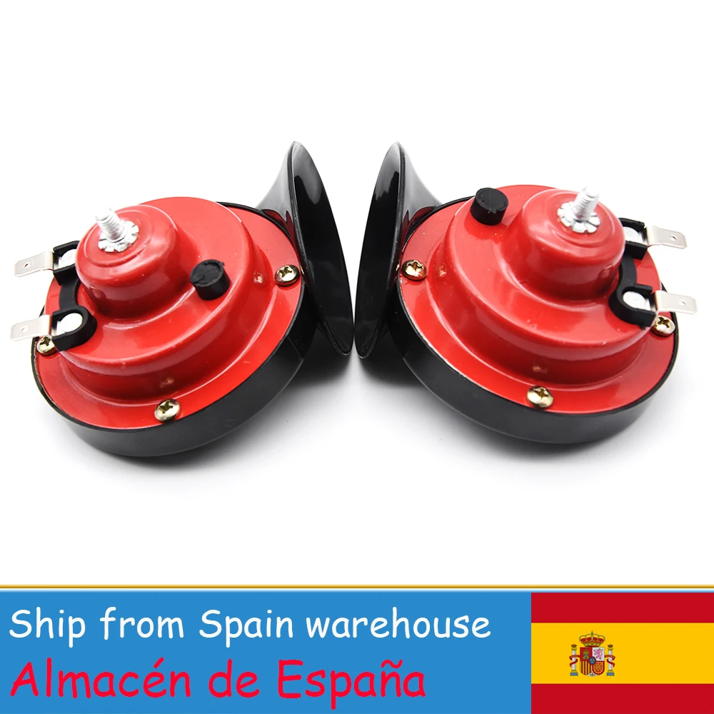 1 Pair Air Horn 12V Super Loud Sound Motorcycle Horn Red Air Speaker for Motorcycle Car Boat Truck Red Horn Snail Horn