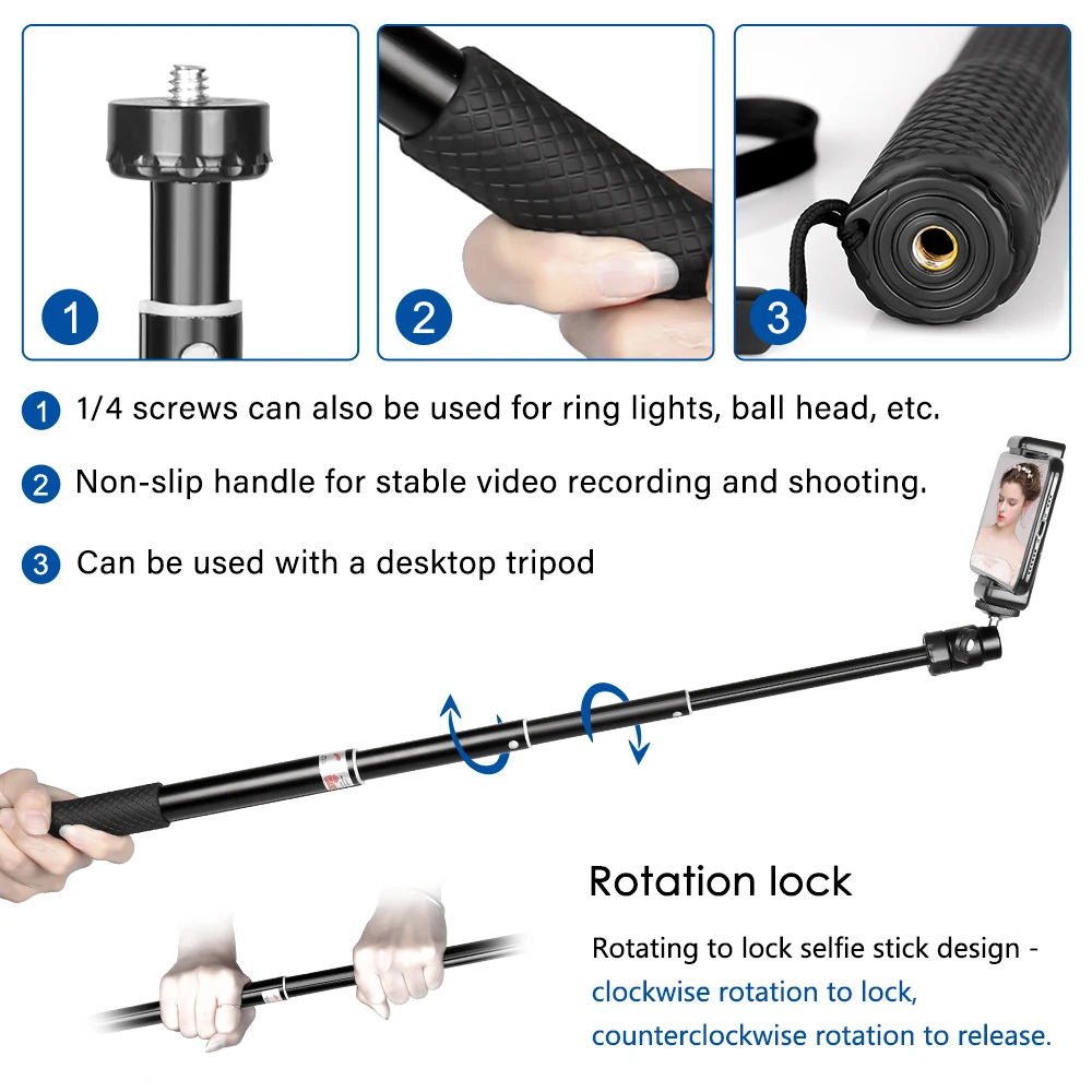 SH 90/150cm regulowany kij do Selfie z bezprzewodowym Bluetooth-kompatybilny i klips do telefonu do smartfona na żywo zdjęcie Youtube na zewnątrz