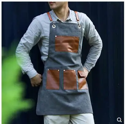 Apron denim cafe men and women canvas restaurant kitchen overalls apron