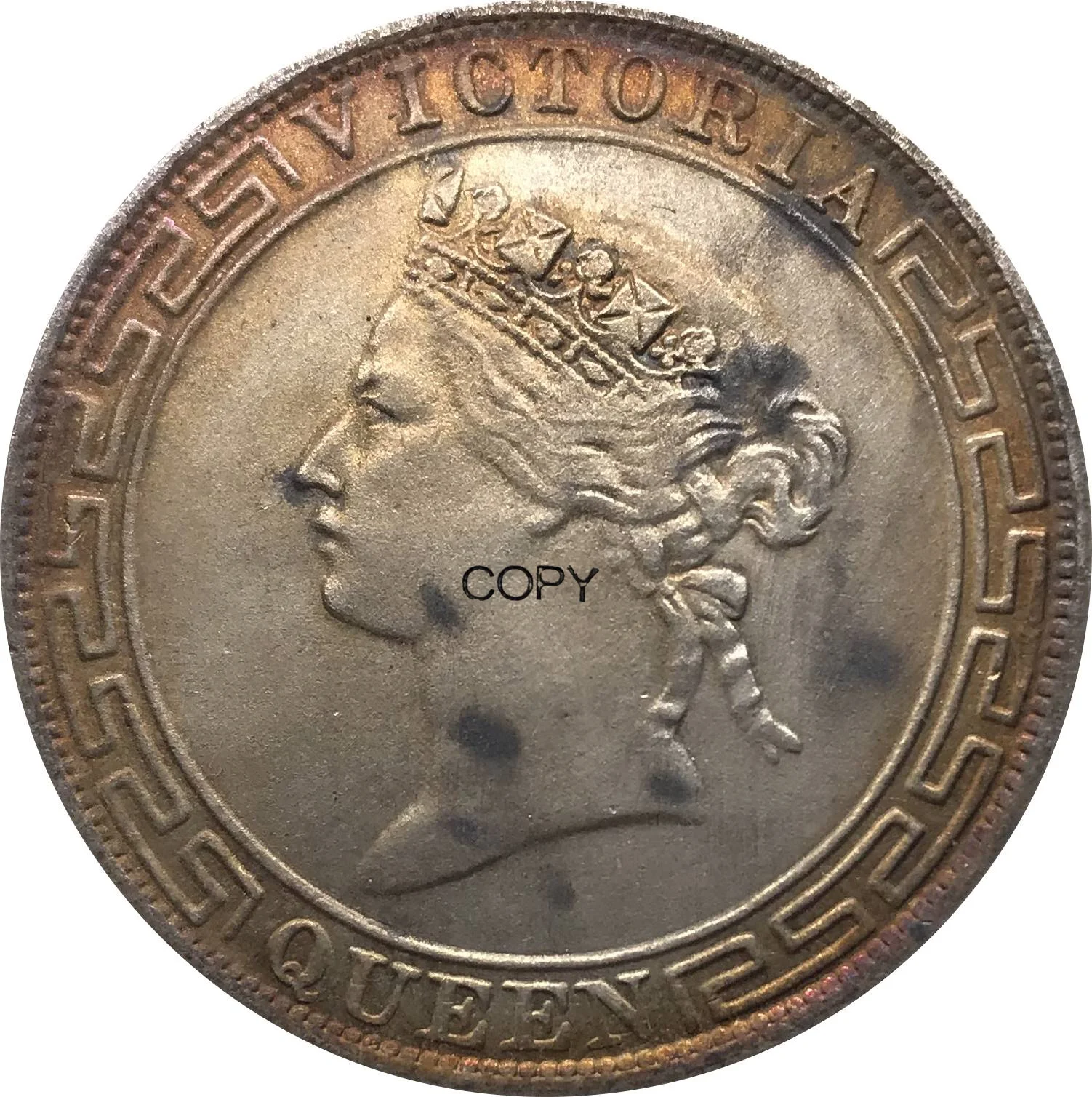 عملة صينية ، نصف دولار ، معدن فيكتوريا كوين ، فضة مطلية بالنحاس والنيكل ، مقتنيات تذكارية ، عملات طبق الأصل ، الصين