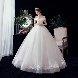 Gryffon-vestidos de novia Vintage, prenda de boda con cuello de barco, longitud hasta el suelo, con cordones y hombros descubiertos, tamaño personalizado