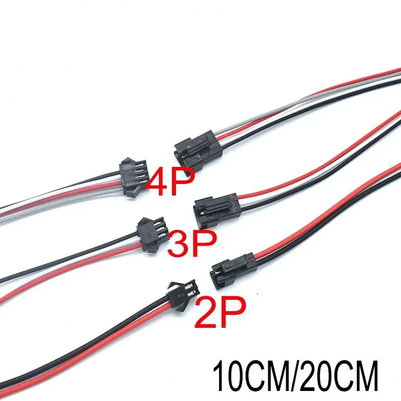 1-50 pairs JST SM led Connector 2pin / 3pin / 4pin Male And Female Set 2 3 4 pin Wire cable pigtail Plug for LED Strip