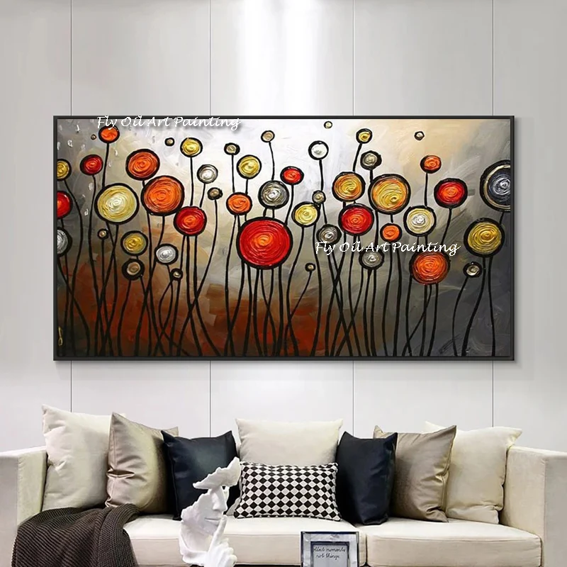 

Palette Knife 3D Textured Colorful Flowers Oil Painting Hand-painted Wall Abstract Decorative Item Flower Art Gift