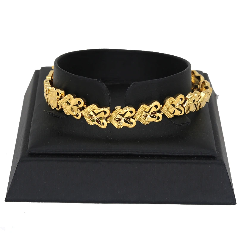 African Party Jewelry Gifts 24K Indian Jewellery Cuban Chain Bangle Dubai Gold Color Various Shapes Bracelet for Men and Women