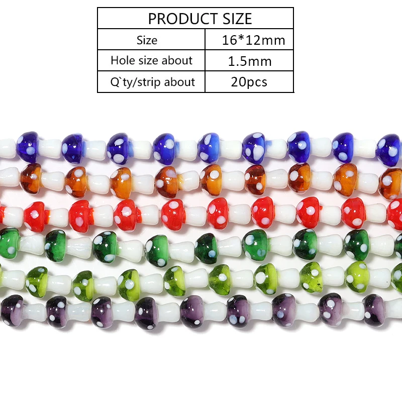 10/20pcs/lot Mixed Colors Lampwork Mushroom Beads Glass Beads For Diy Jewelry Making Necklace Bracelet Accessories Wholesale