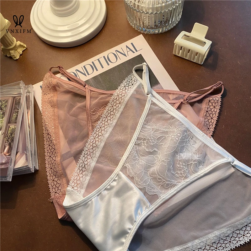 New European and American mesh see-through underwear sexy seamless ladies underwear high-end embroidery hot lace t-pants