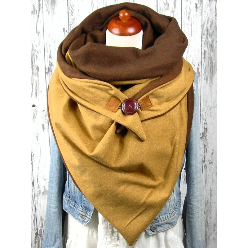 Scarf Women Fashion Printing Ladies Accessories Unisex Simple Winter Solid Color Button Soft Neck Wrap Thick Warm Scarf Shawl