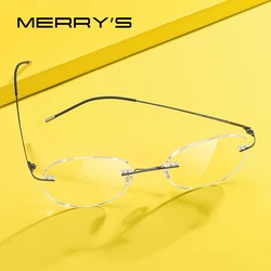 MERRYS DESIGN Titanium Alloy Rimless Glasses Frame For Men Women Round Ultralight Frameless Optical Frames Eyewear S2886