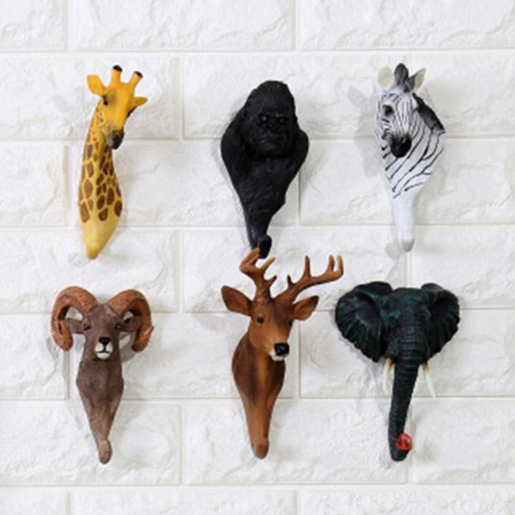 3D Animal Series Hook Wall Decor Hanger Wall Door Hook Bag Keys Holder Multi-Purpose Decorative Hook Home Decoration Wall Hook