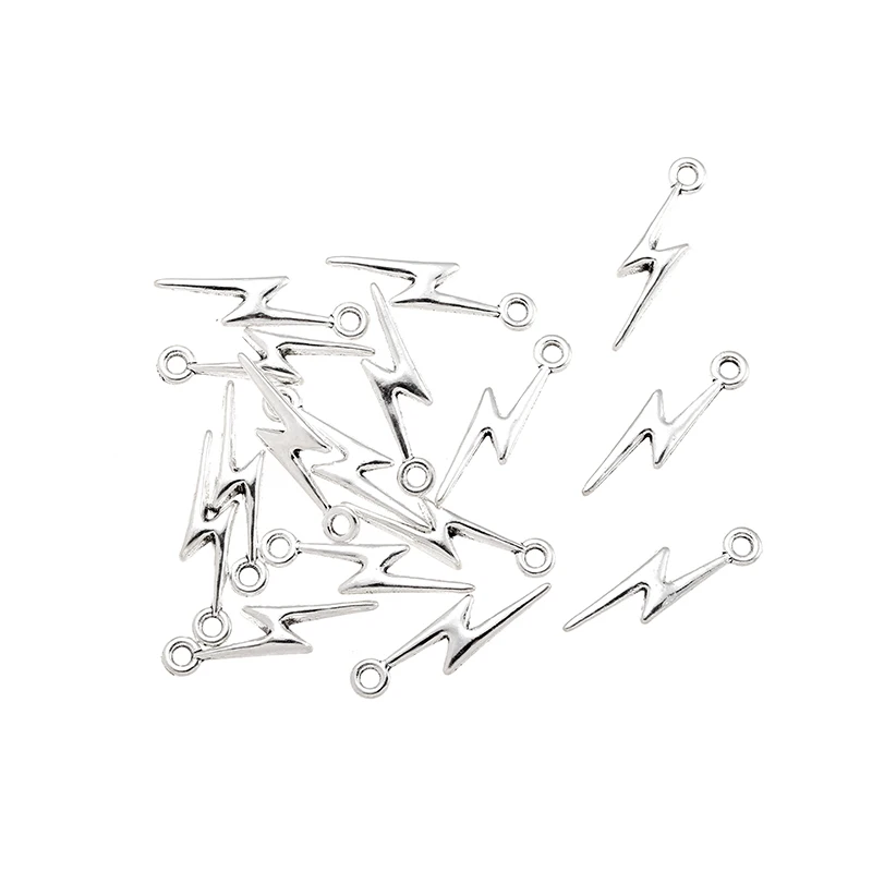 40pcs Antique Silver Lightning Charms for DIY