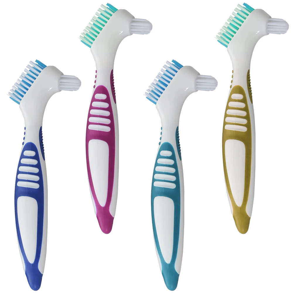 Denture Brushes with Double Sided Denture Cleaning Brush Heads for Denture Care