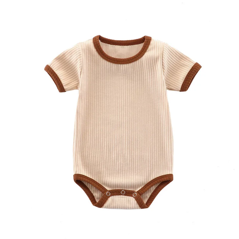 Summer Newborn Baby Romper Ribbed Infant Cotton Short Sleeve Body Suit Boy Girl Claasic Jumpsuits Baby Clothes 0-12M