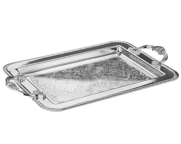 DOLBOVI Porio Silver Handle Rectangle tray 40x25 tray поднос plateau de service