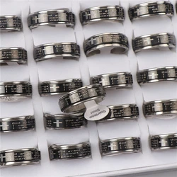 36pcs/lot Men's Serenity Prayer Stainless Steel Spinner Rotate Rings For Women Christian Jewelry